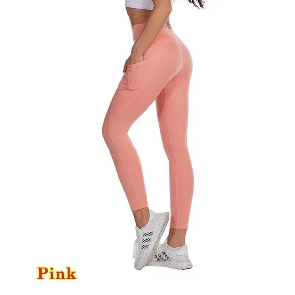 High Waist Elastic Women Yoga Leggings Tummy Control Booty Pocket Gym Compression