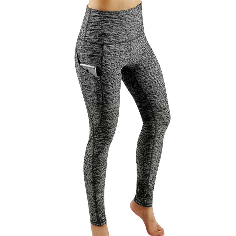 High Waist Elastic Women Yoga Leggings Tummy Control Booty Pocket Gym Compression