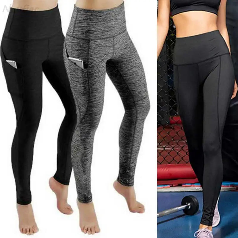 High Waist Elastic Women Yoga Leggings Tummy Control Booty Pocket Gym Compression