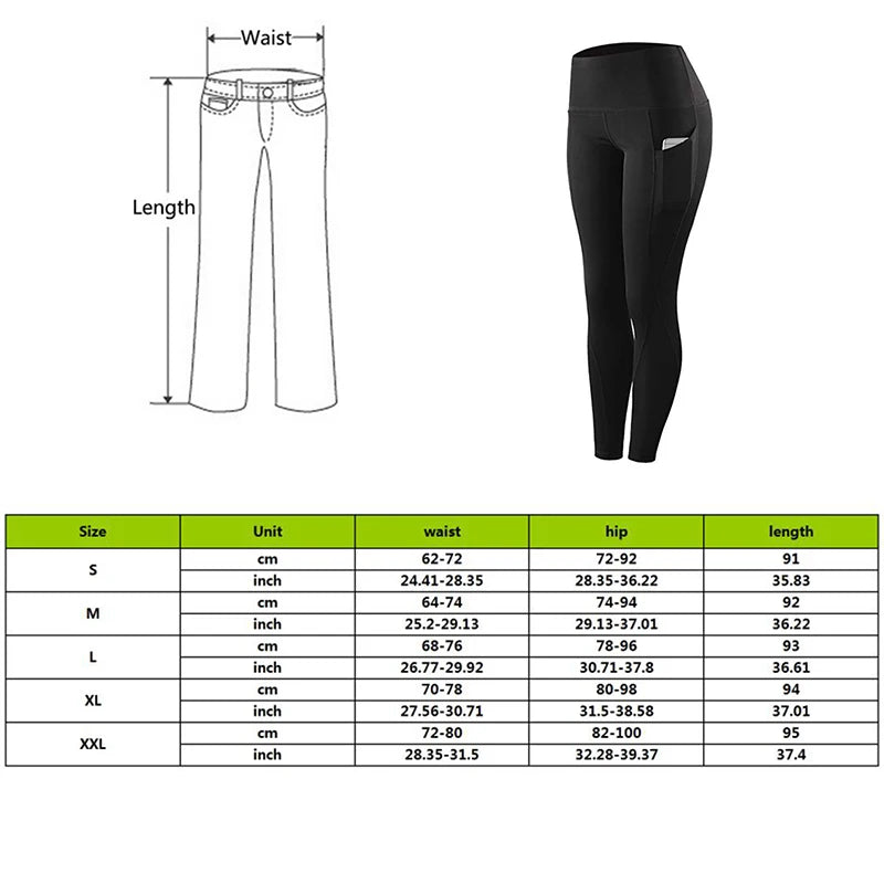 High Waist Elastic Women Yoga Leggings Tummy Control Booty Pocket Gym Compression