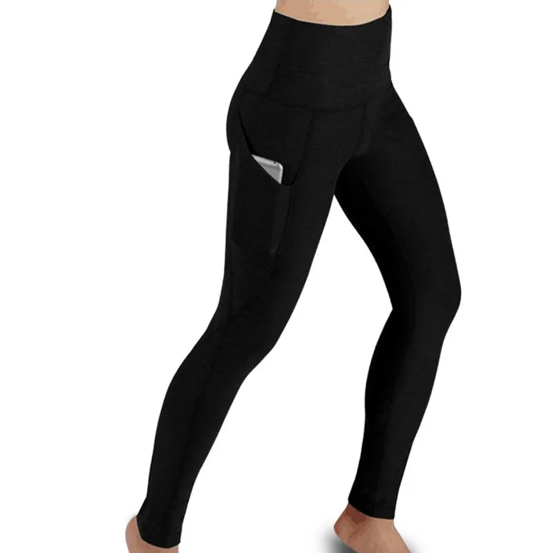High Waist Elastic Women Yoga Leggings Tummy Control Booty Pocket Gym Compression