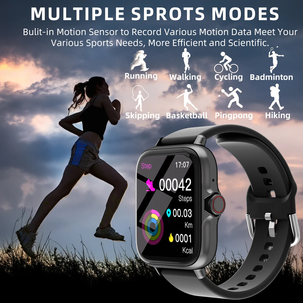 Waterproof Smart Watch with Call,Sleep Monitor,Sports Tracker for iPhone Android