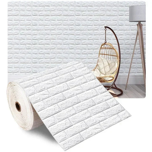 "70cmx1/5/10m 3D Self-Adhesive Foam Brick Wallpaper - Waterproof Wall Sticker"