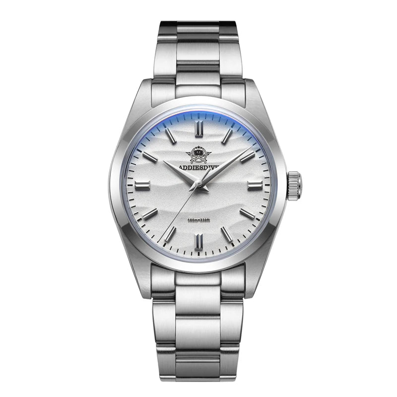 Men's Sand Dial Quartz Watch 36mm 100m Waterproof 316L Steel AR Coated Dome Glass