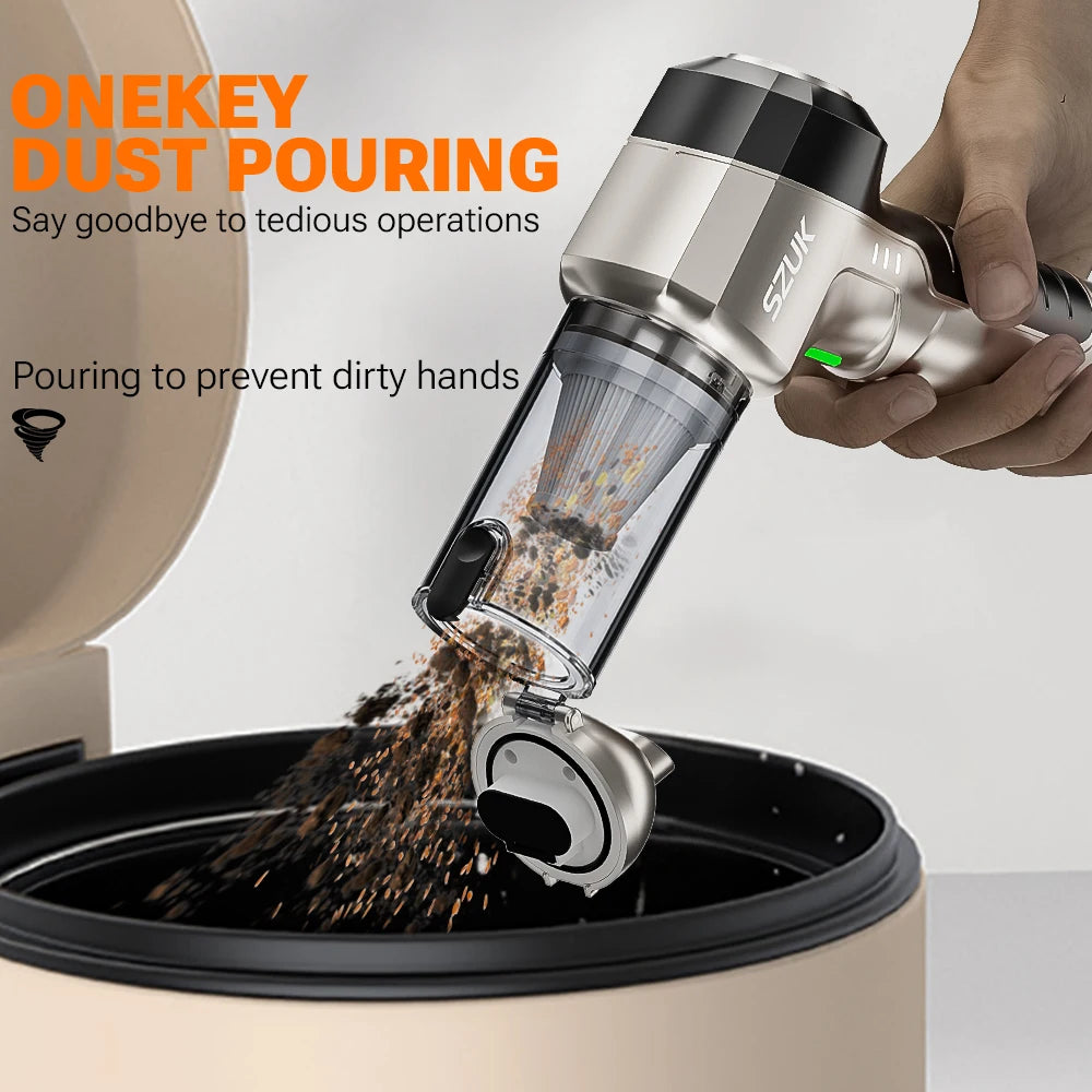 Cordless Car Vacuum Cleaner - Strong Suction, Portable & Wireless