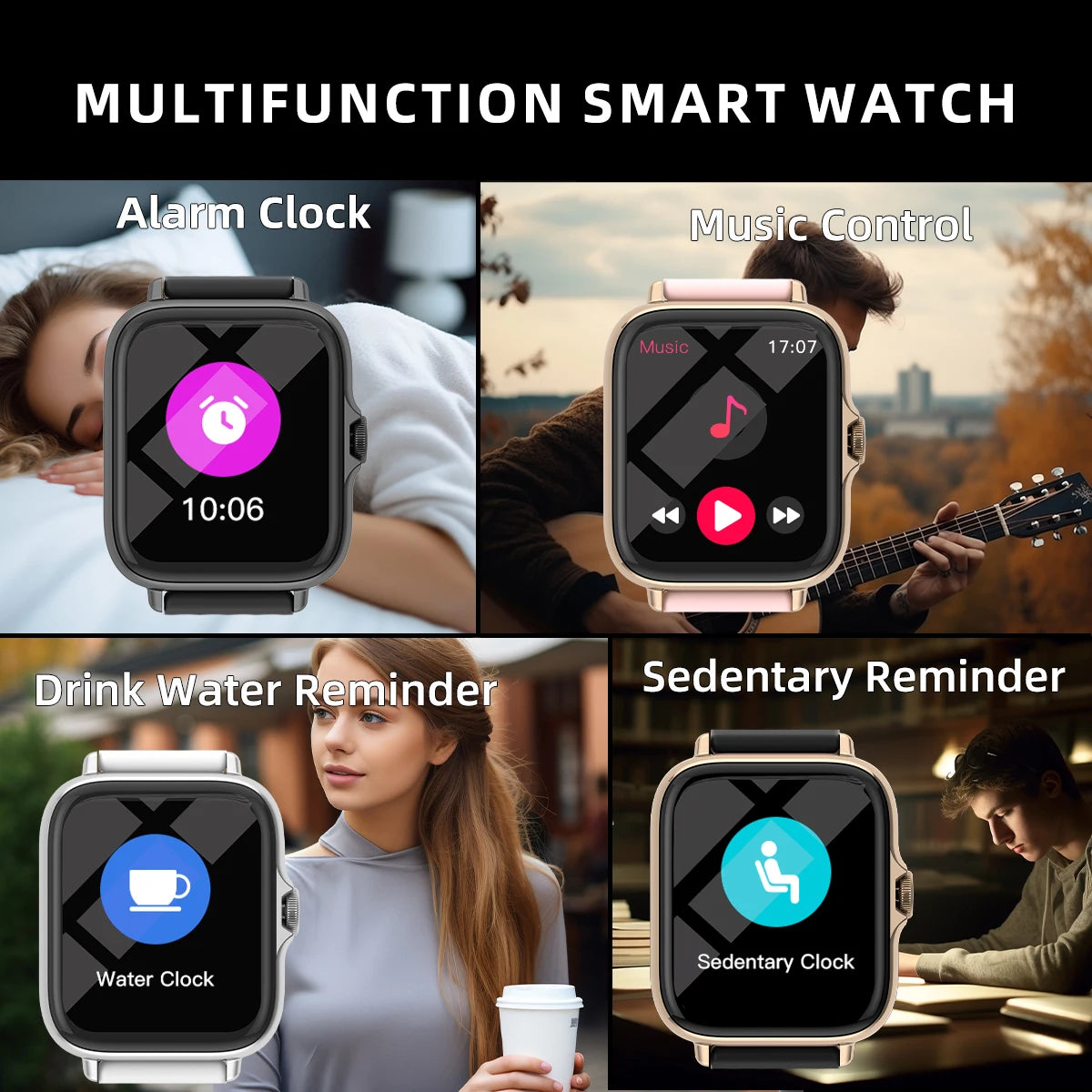 Waterproof Smart Watch with Call,Sleep Monitor,Sports Tracker for iPhone Android