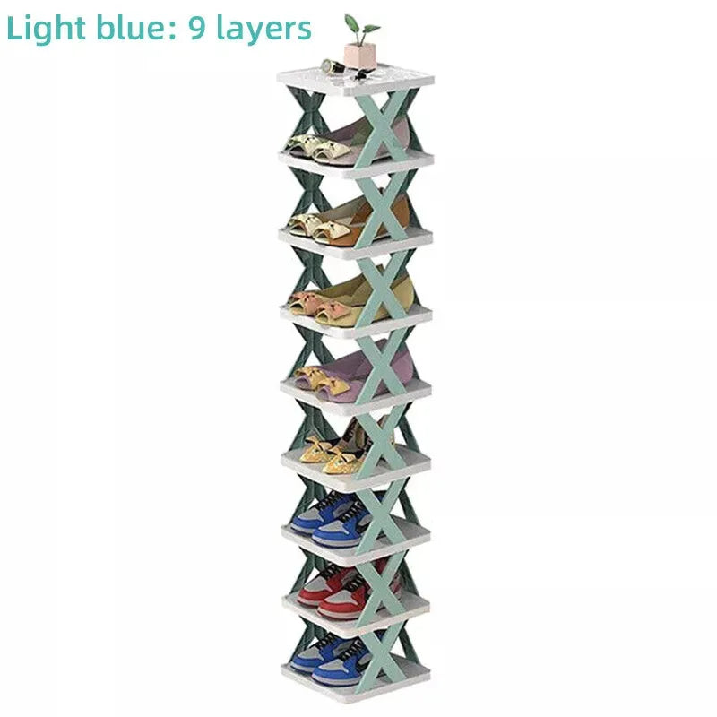 9Tiers Rack Narrow Stckable Free Standing DIY Shoe Storage Tall Organizer~