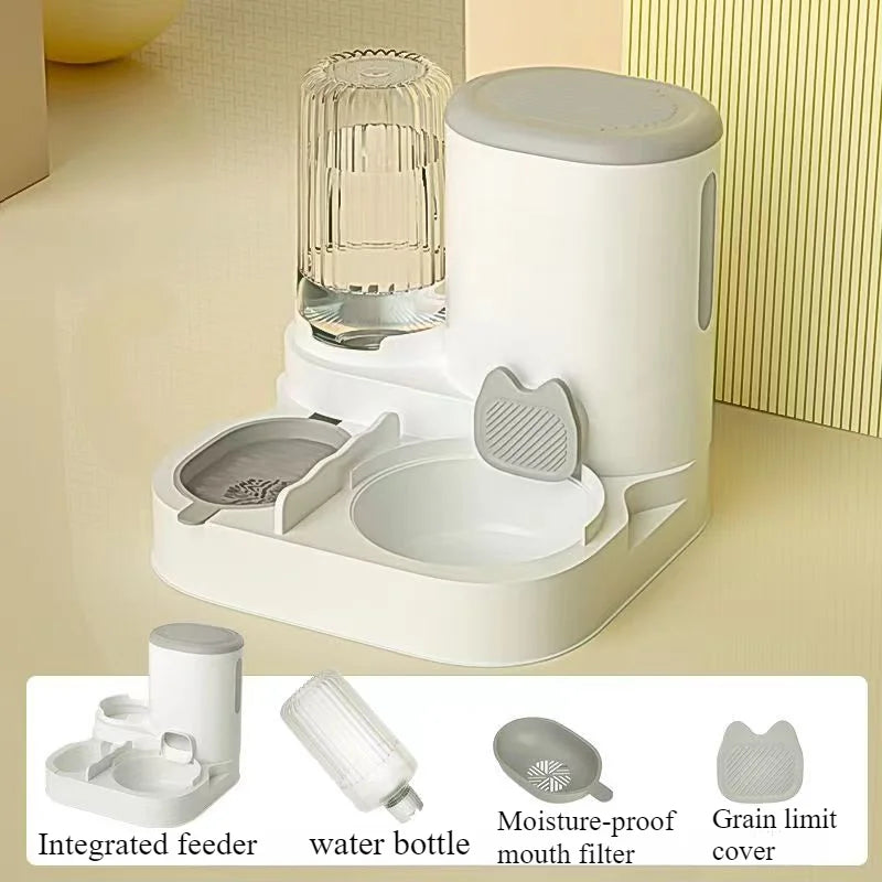 Automatic Cat&Dog Feeder with Water Dispenser–Integrated Pet Food & Water Bowl