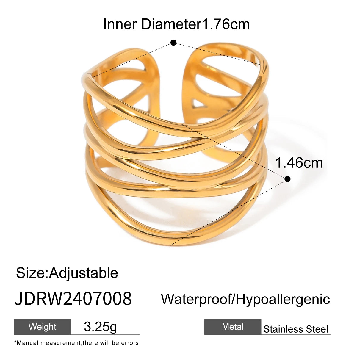 Uworld Fashion Pearl Leaf Adjustable Gold Ring Women's Jewelry Gift For Her