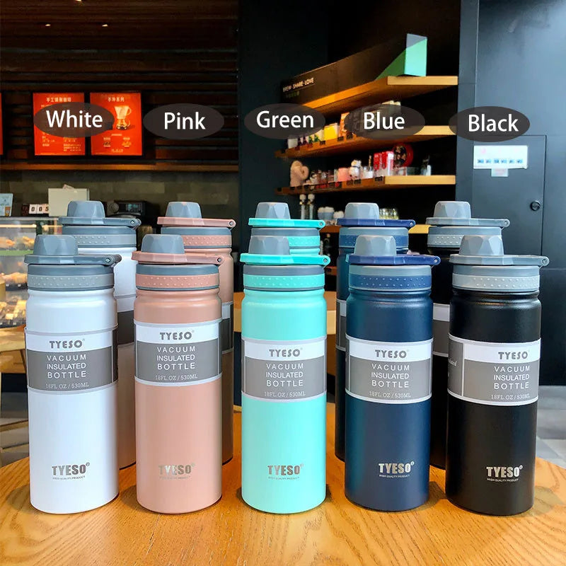Tyeso 530/750ML Stainless Steel Thermos Bottle - Portable Outdoor Hot & Cold Cup
