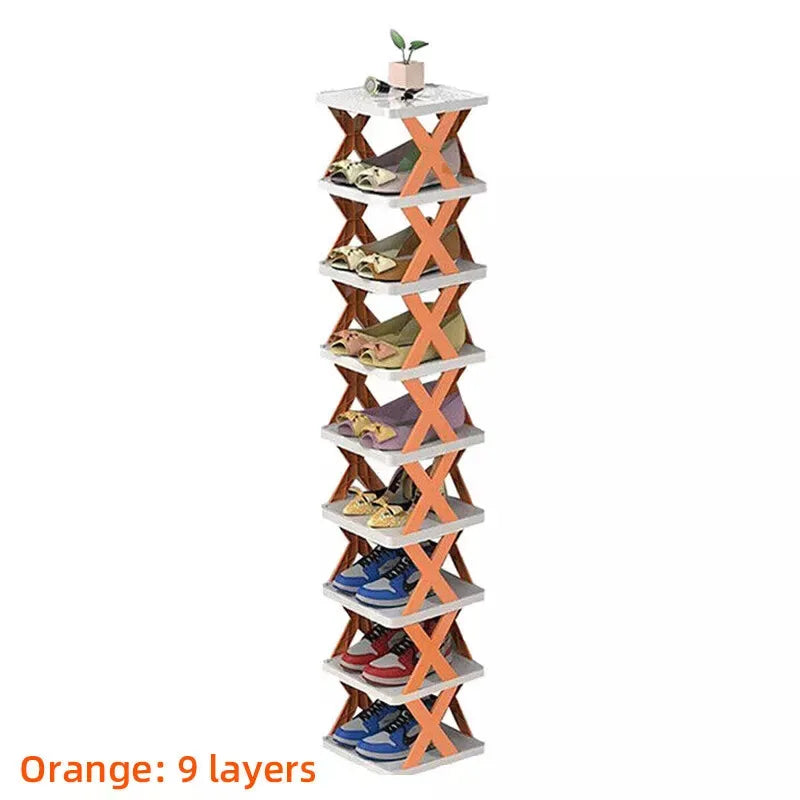 9Tiers Rack Narrow Stckable Free Standing DIY Shoe Storage Tall Organizer~