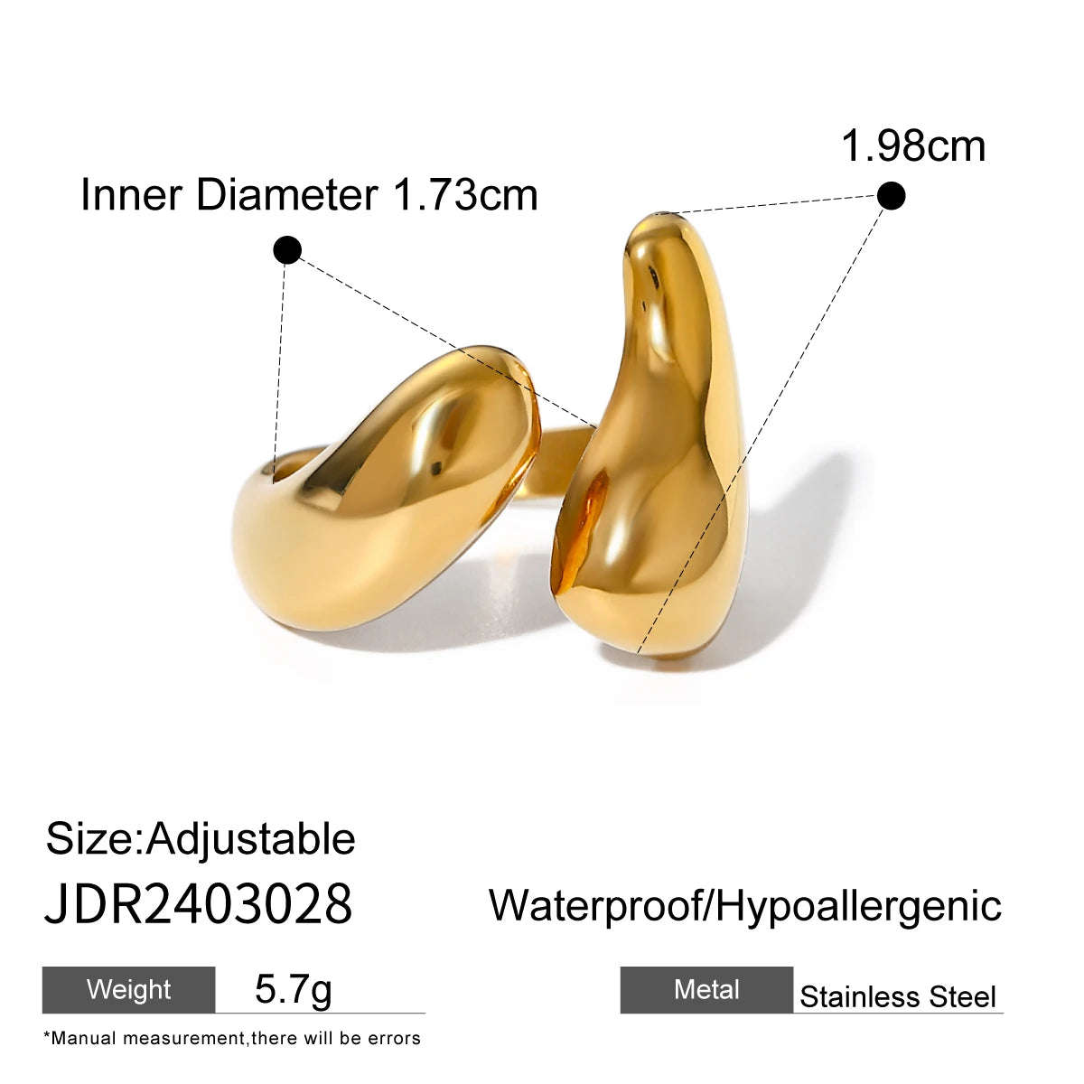 Uworld Fashion Pearl Leaf Adjustable Gold Ring Women's Jewelry Gift For Her