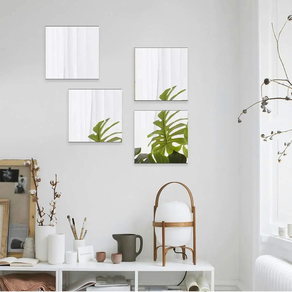 4PCs 3D Self-Adhesive Acrylic Mirror Wall Stickers -Flexible DIY Decor,2mm Thick