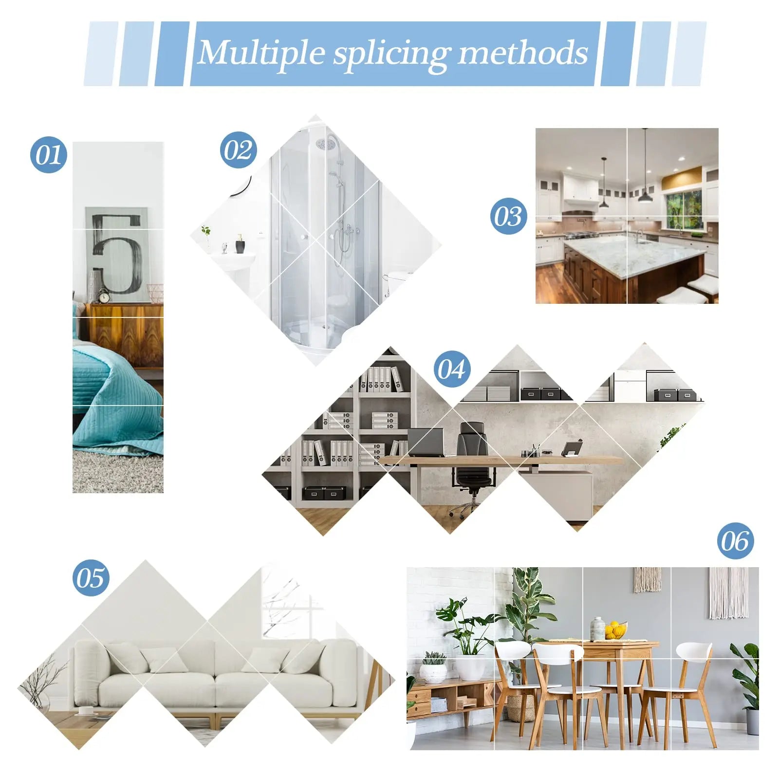 4PCs 3D Self-Adhesive Acrylic Mirror Wall Stickers -Flexible DIY Decor,2mm Thick
