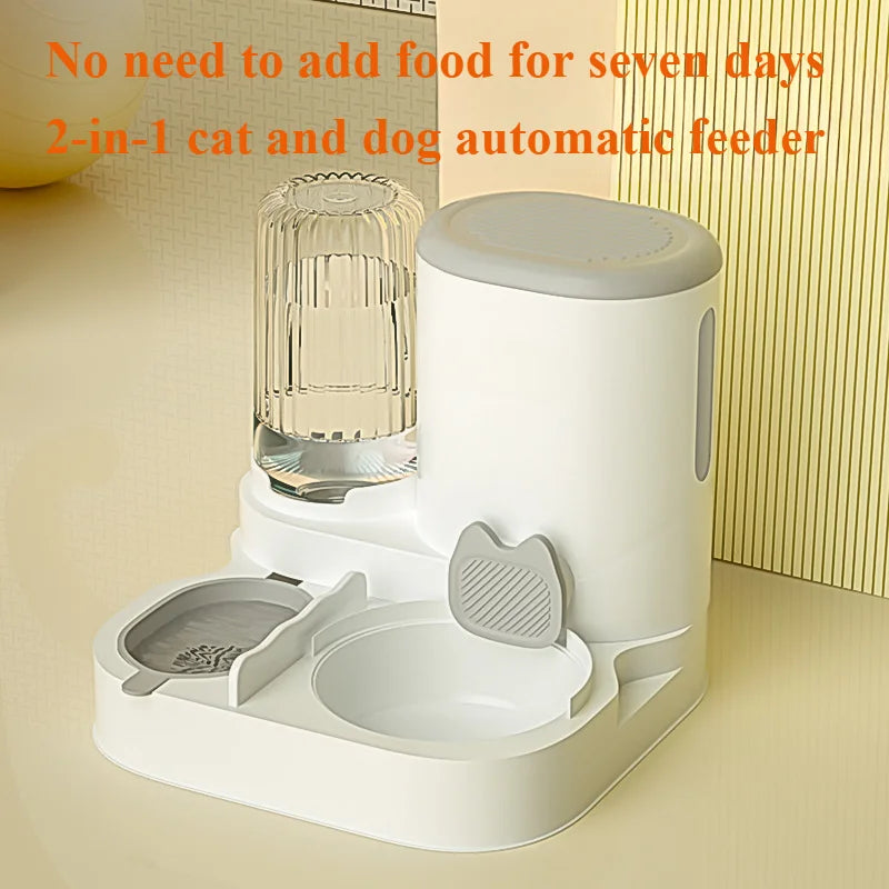 Automatic Cat&Dog Feeder with Water Dispenser–Integrated Pet Food & Water Bowl