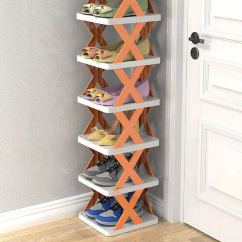 9Tiers Rack Narrow Stckable Free Standing DIY Shoe Storage Tall Organizer~