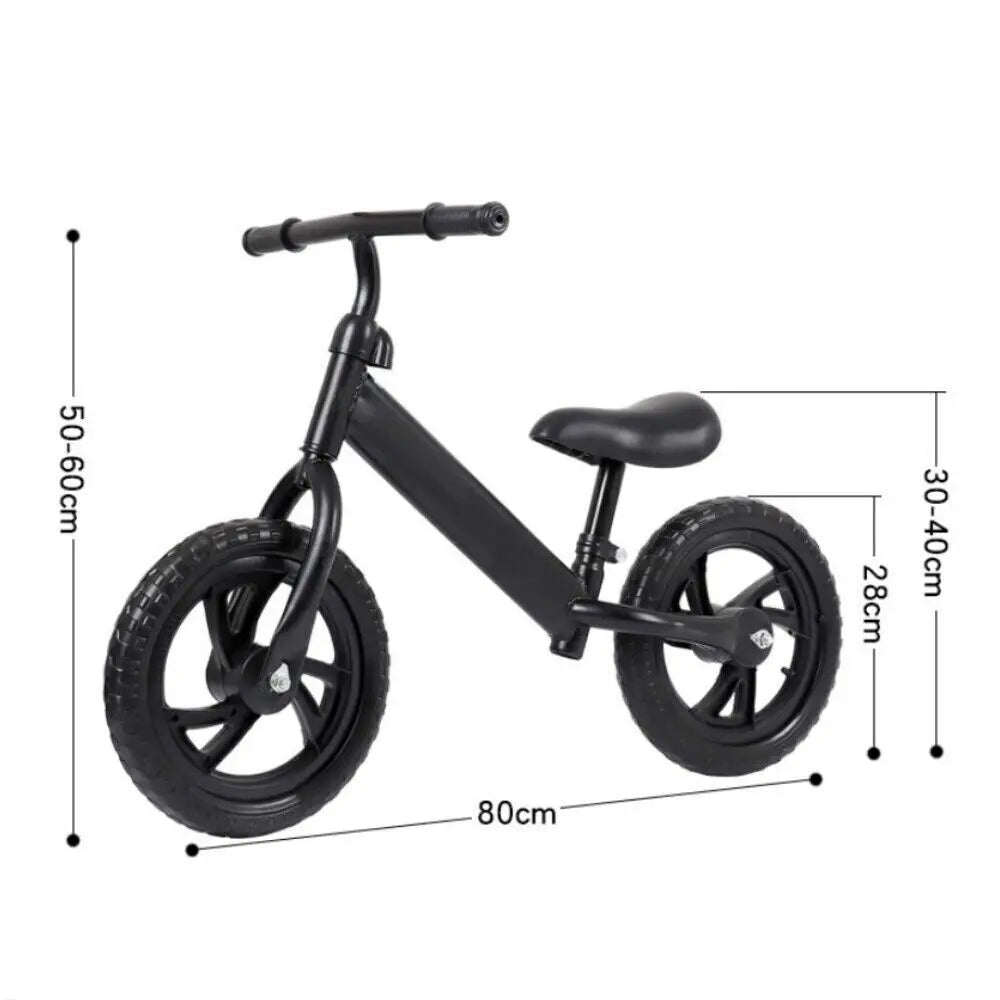 12" Kids Balance Bike with Foam Wheels – No Pedals, Outdoor Baby Training Toy