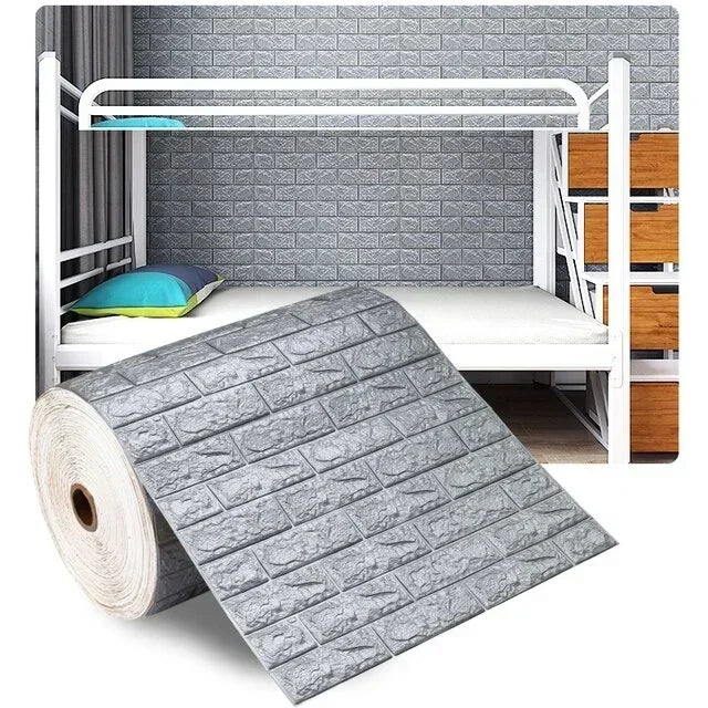 "70cmx1/5/10m 3D Self-Adhesive Foam Brick Wallpaper - Waterproof Wall Sticker"