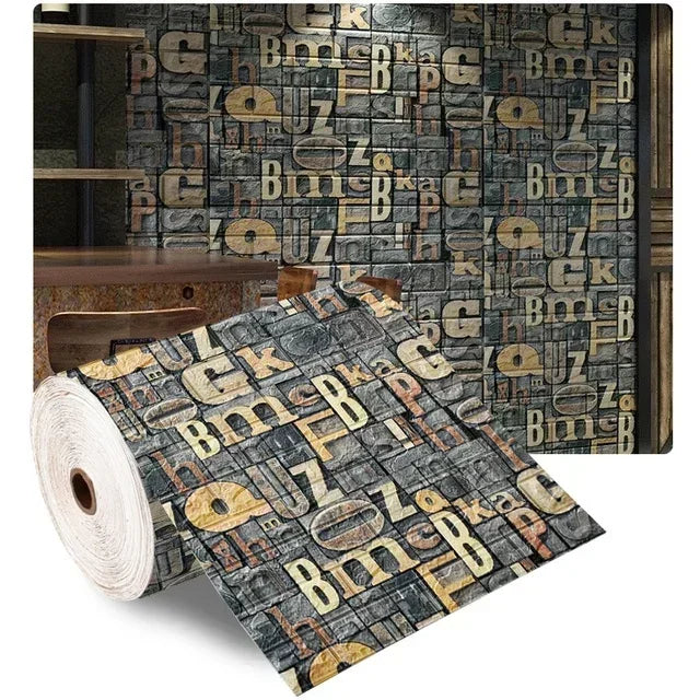 "70cmx1/5/10m 3D Self-Adhesive Foam Brick Wallpaper - Waterproof Wall Sticker"