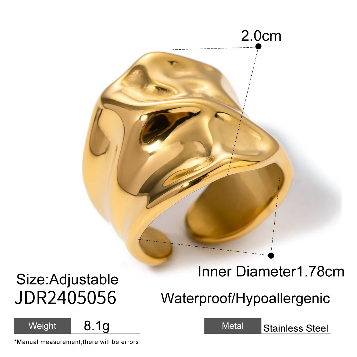 Uworld Fashion Pearl Leaf Adjustable Gold Ring Women's Jewelry Gift For Her