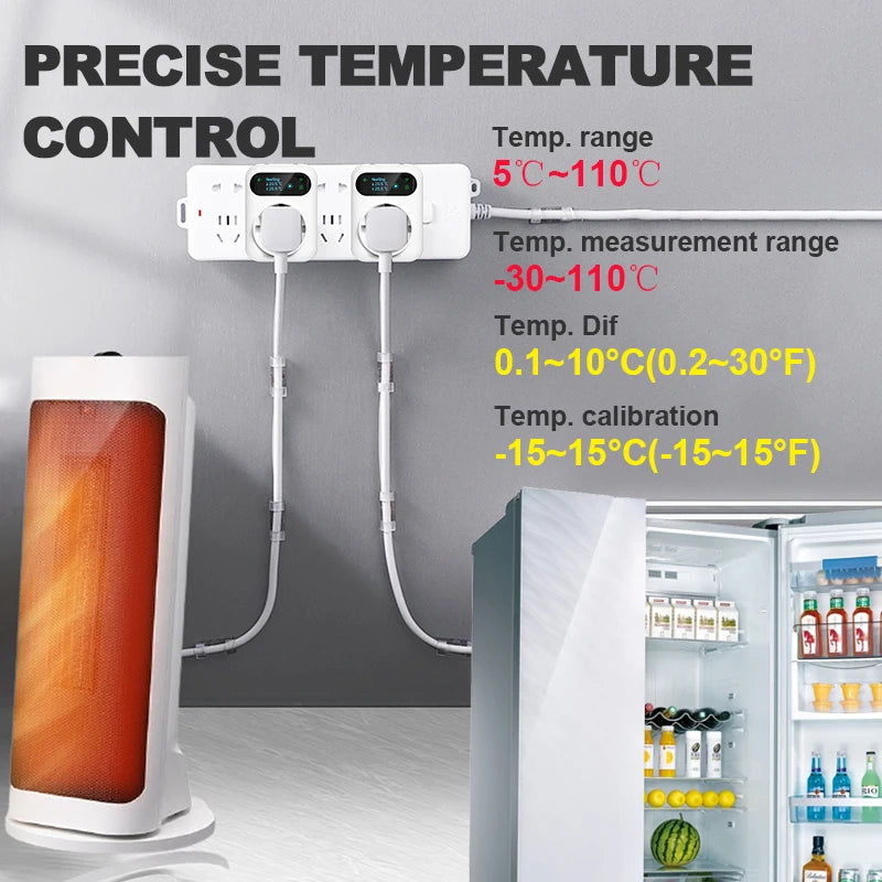 WiFi Thermostat Socket 16A Plug – Remote Temp Control, Timer, Heating/Cooling
