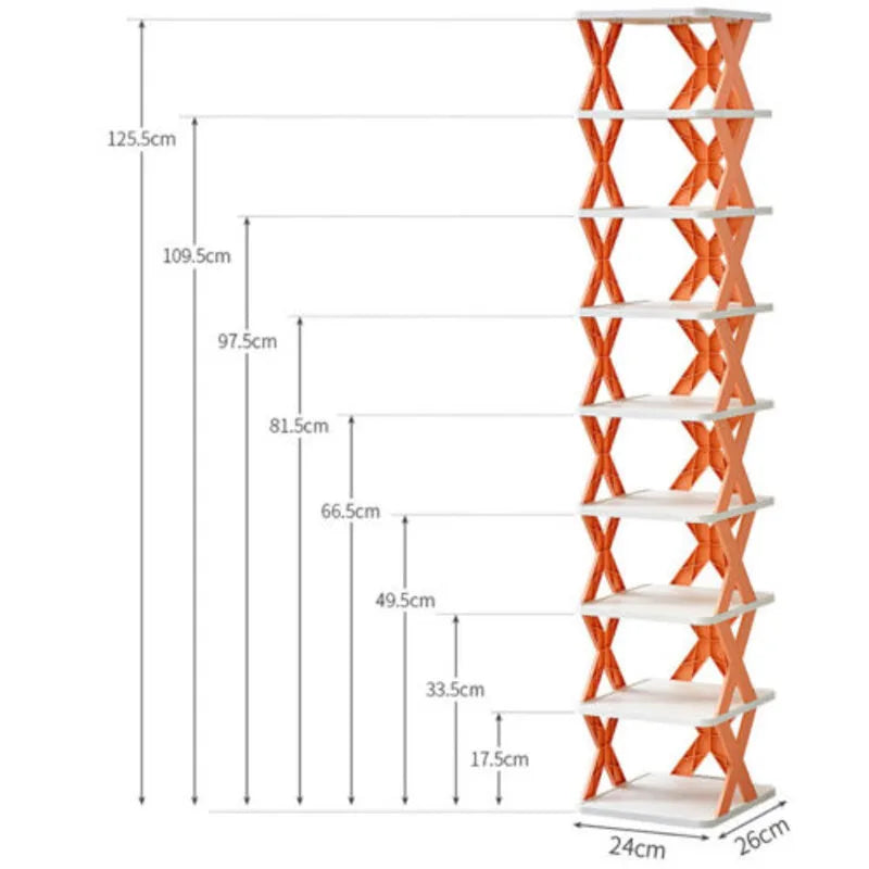 9Tiers Rack Narrow Stckable Free Standing DIY Shoe Storage Tall Organizer~