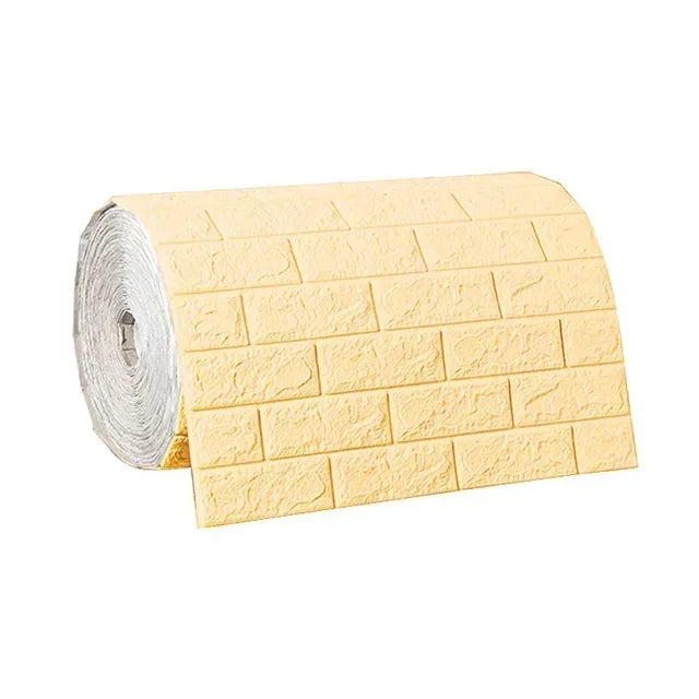 "70cmx1/5/10m 3D Self-Adhesive Foam Brick Wallpaper - Waterproof Wall Sticker"