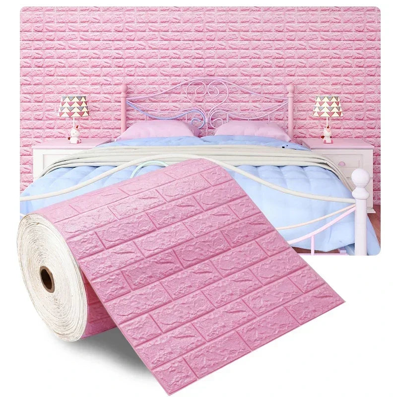 "70cmx1/5/10m 3D Self-Adhesive Foam Brick Wallpaper - Waterproof Wall Sticker"