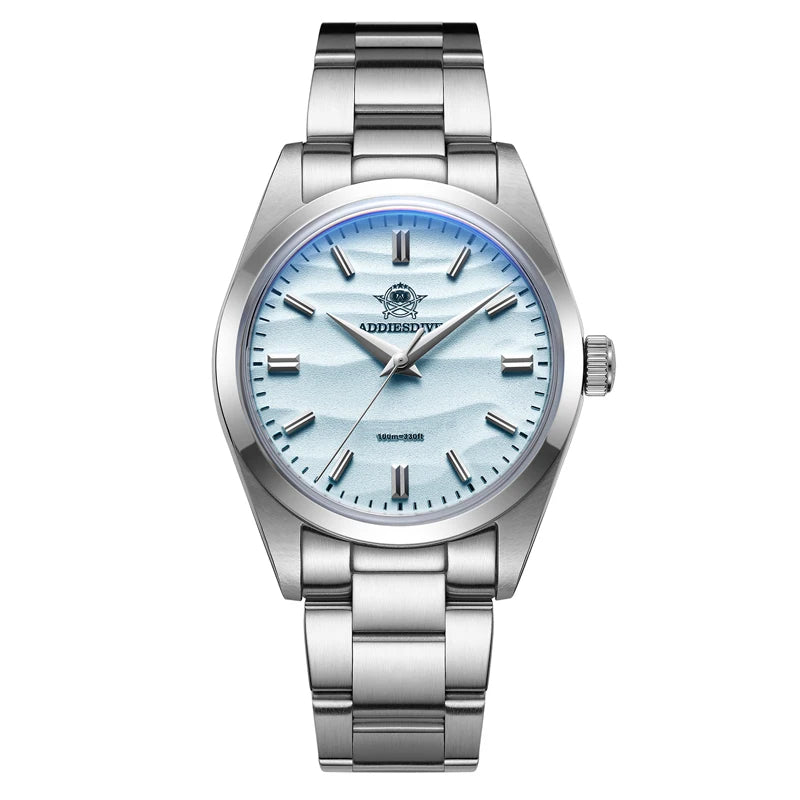 Men's Sand Dial Quartz Watch 36mm 100m Waterproof 316L Steel AR Coated Dome Glass