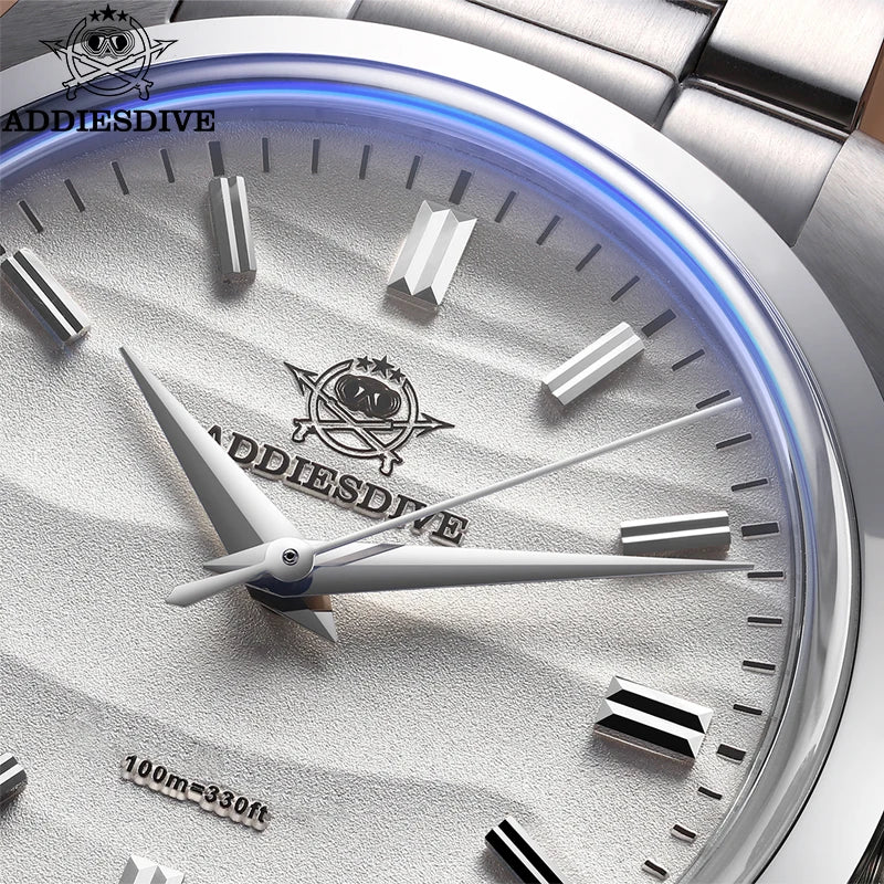 Men's Sand Dial Quartz Watch 36mm 100m Waterproof 316L Steel AR Coated Dome Glass
