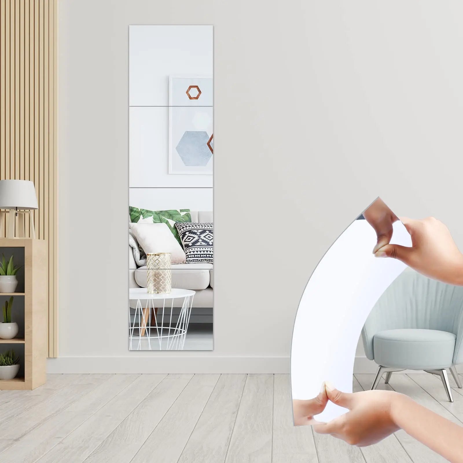 4PCs 3D Self-Adhesive Acrylic Mirror Wall Stickers -Flexible DIY Decor,2mm Thick