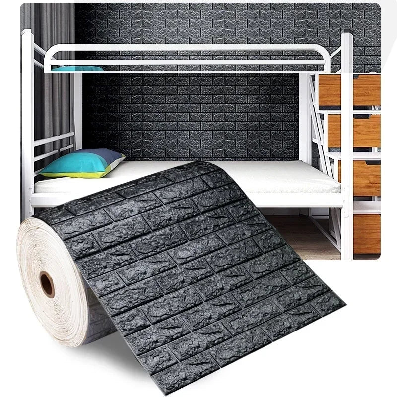 "70cmx1/5/10m 3D Self-Adhesive Foam Brick Wallpaper - Waterproof Wall Sticker"