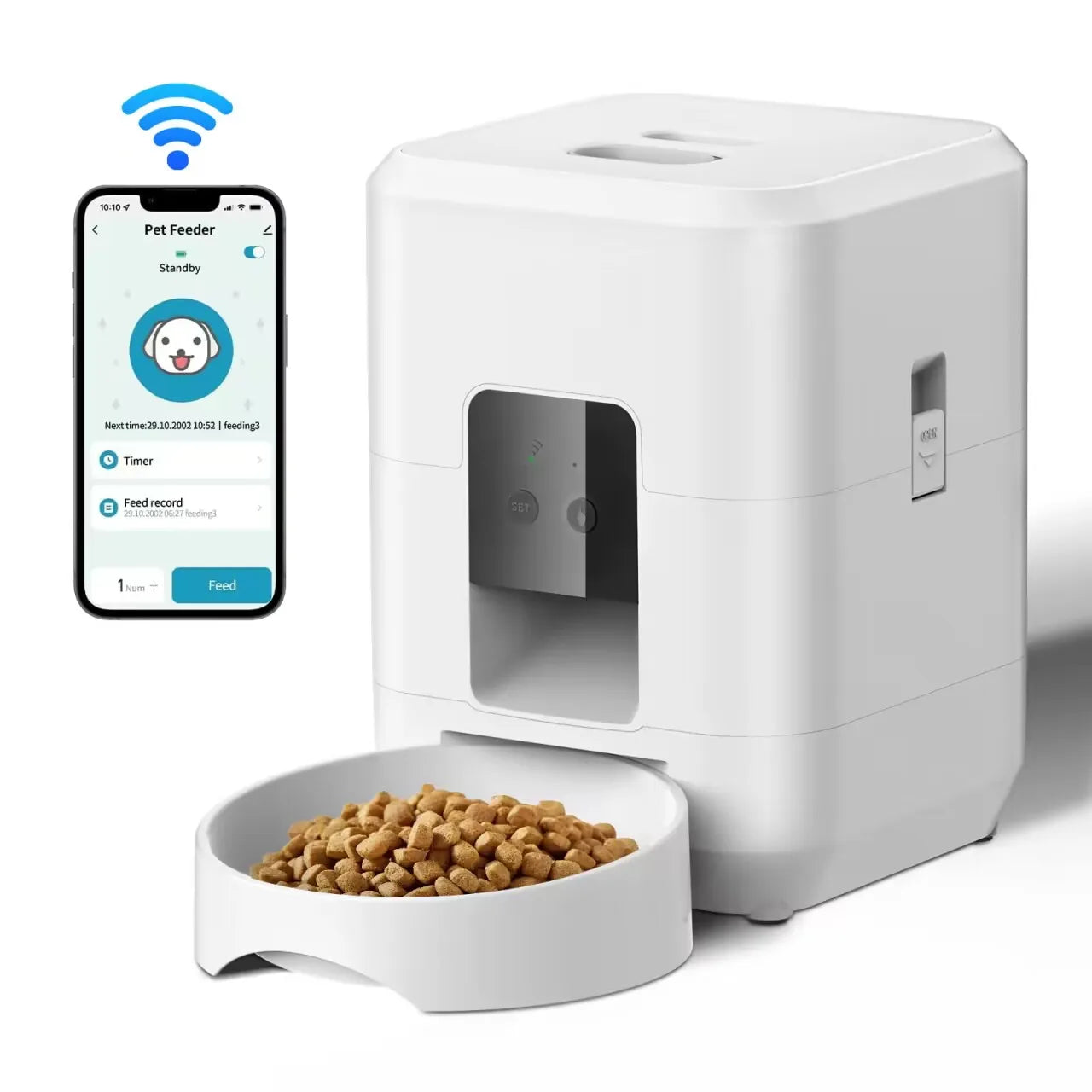 Smart Automatic Pet Feeder – Timed Cat & Dog Food Dispenser with Slow Feed Bowl
