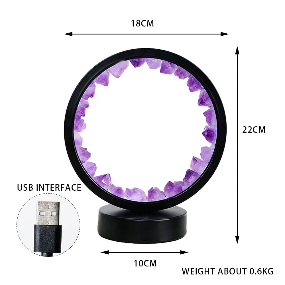 LED Crystal Lamp – Amethyst Healing Stone Room Decor with Electric Fan Feature