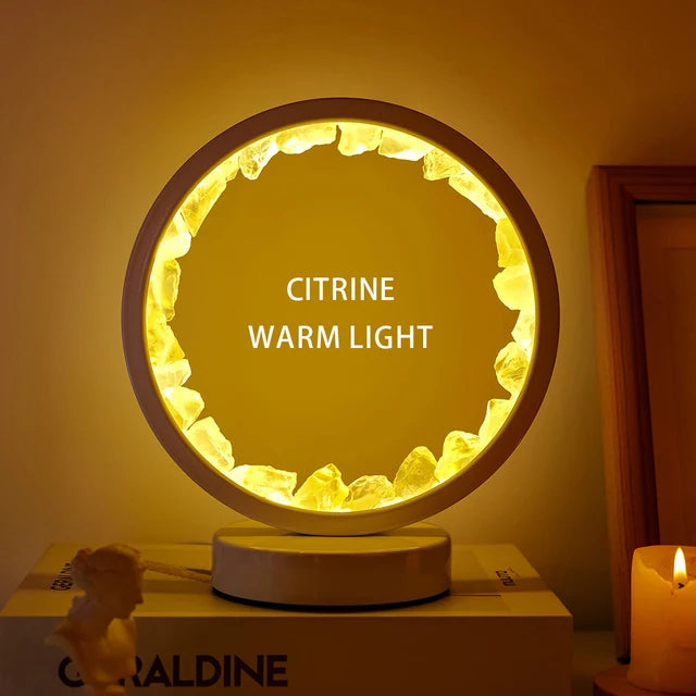 LED Crystal Lamp – Amethyst Healing Stone Room Decor with Electric Fan Feature