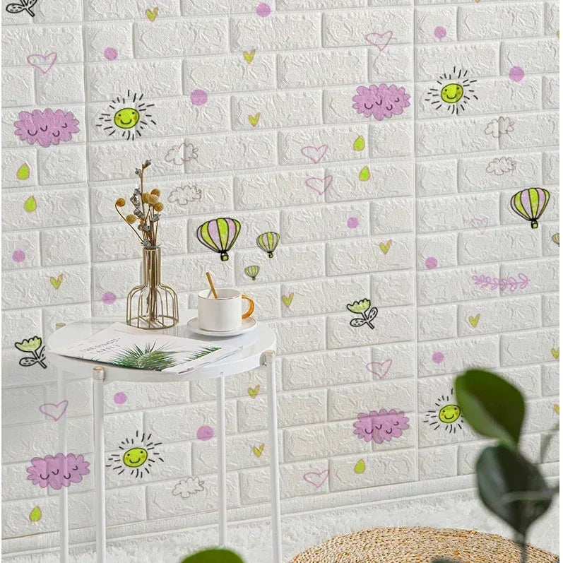 "70cmx1/5/10m 3D Self-Adhesive Foam Brick Wallpaper - Waterproof Wall Sticker"