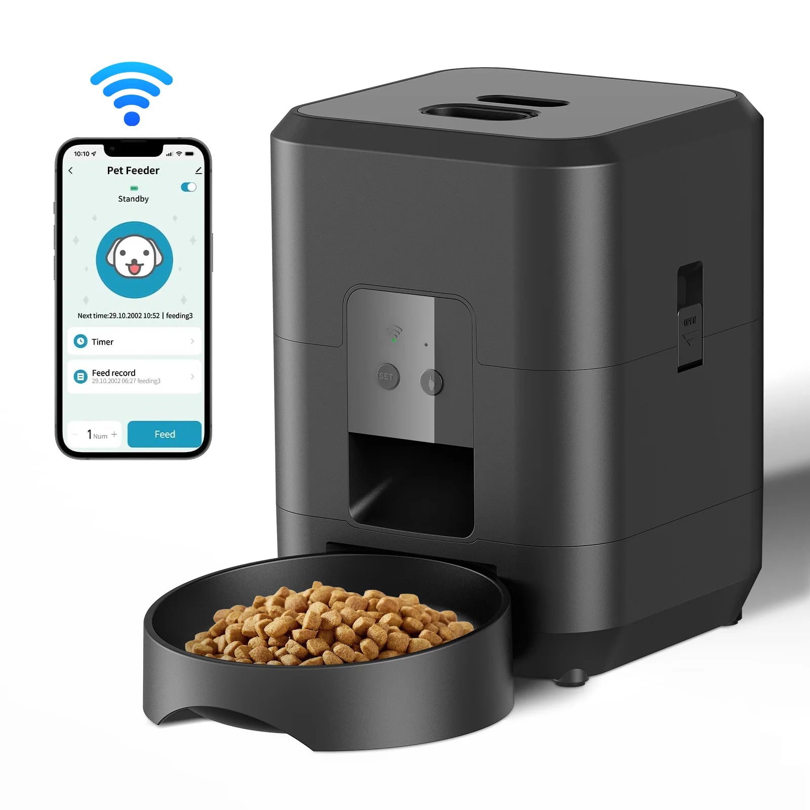 Smart Automatic Pet Feeder – Timed Cat & Dog Food Dispenser with Slow Feed Bowl