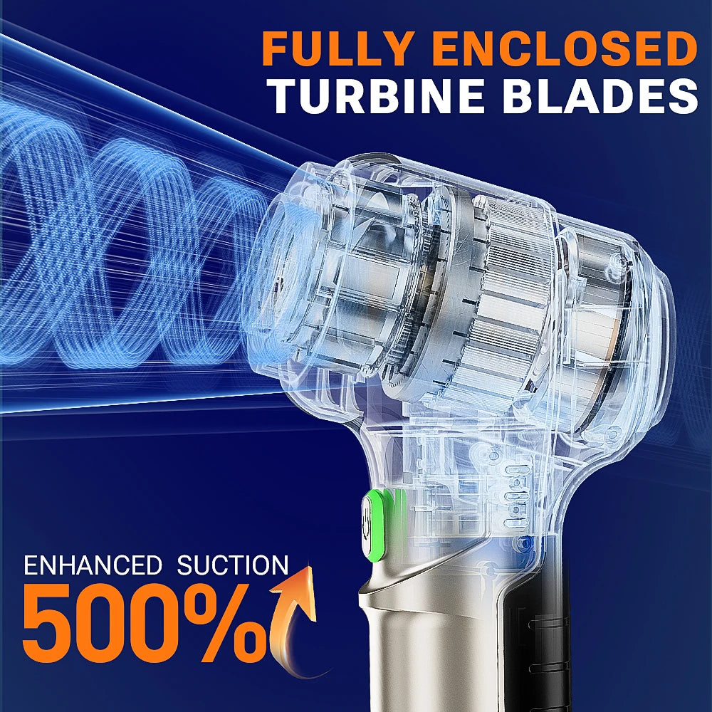 Cordless Car Vacuum Cleaner - Strong Suction, Portable & Wireless