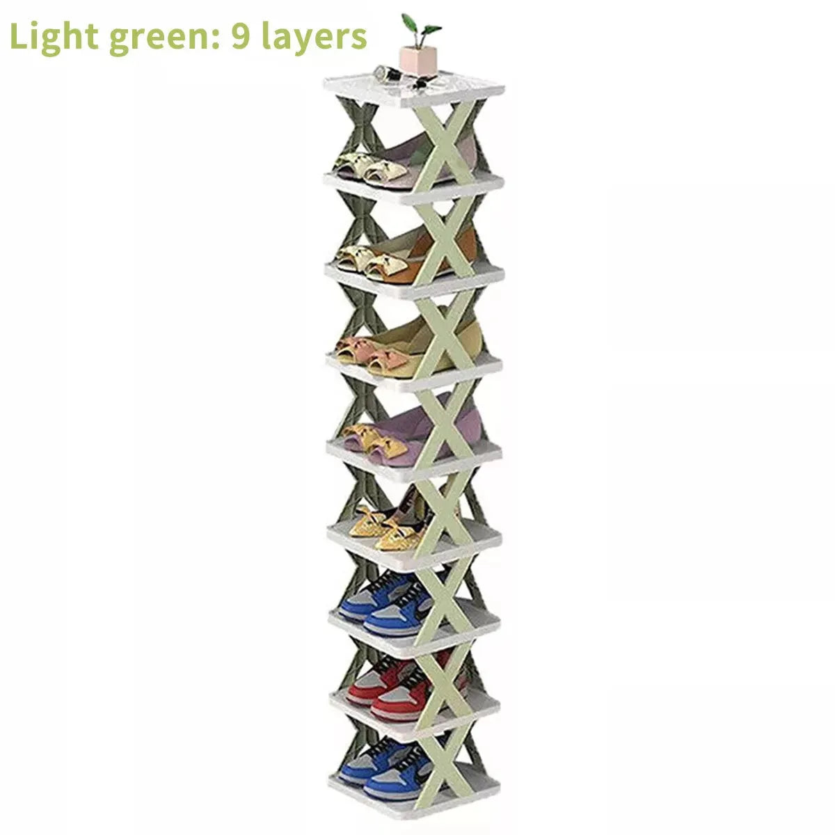 9Tiers Rack Narrow Stckable Free Standing DIY Shoe Storage Tall Organizer~